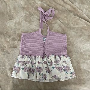 Purple & White halter tank top